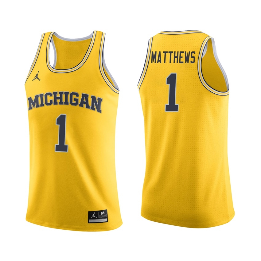 Michigan Wolverines Men's NCAA Charles Matthews #1 Maize College Basketball Jersey BPB4249RQ